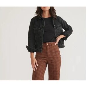 Marine Layer Washed Black Oversized Denim Boxy Cotton Jacket Women's Size XS
